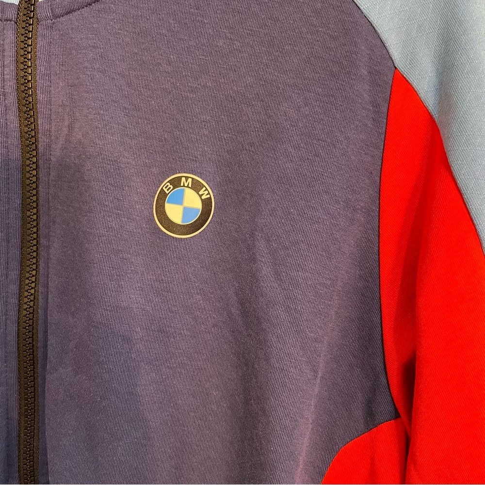 Puma + BMW Motorsports womens full zip cropped colorblock jacket blue/red XL - Picture 2 of 8